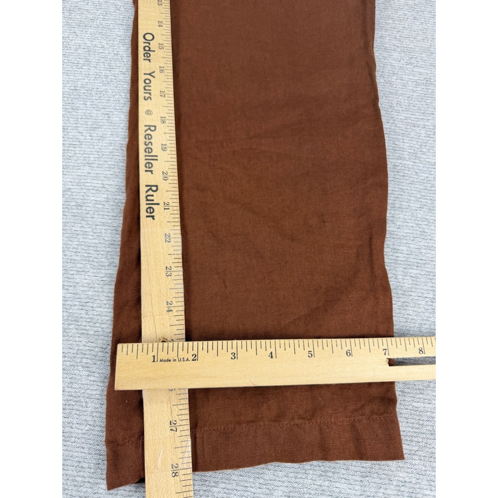 Quince Brown 100% Linen Drawstring Elastic Waist Straight Leg Pants Womens Small - Picture 4 of 13